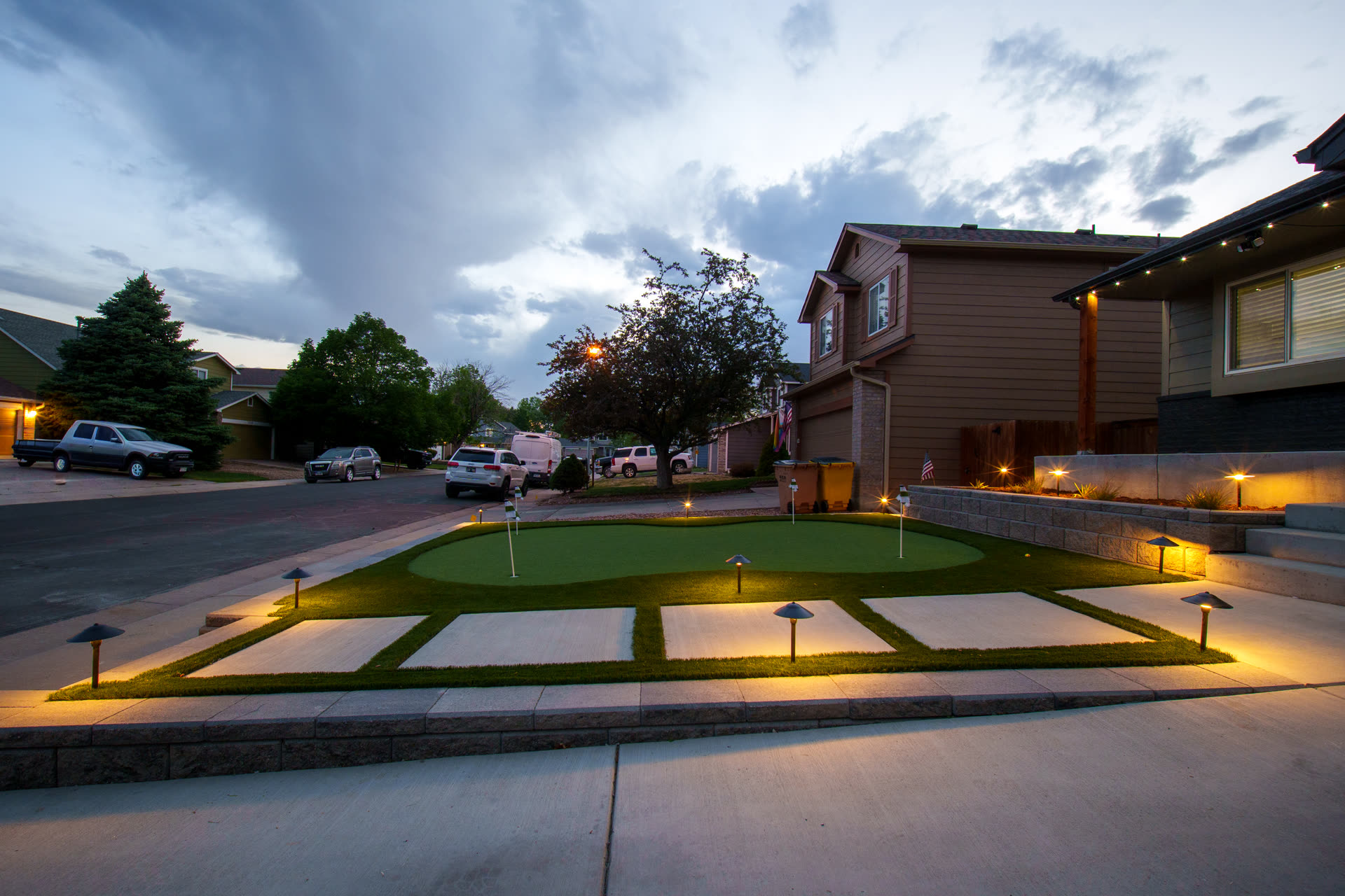 Putting green and turf viewed from the street