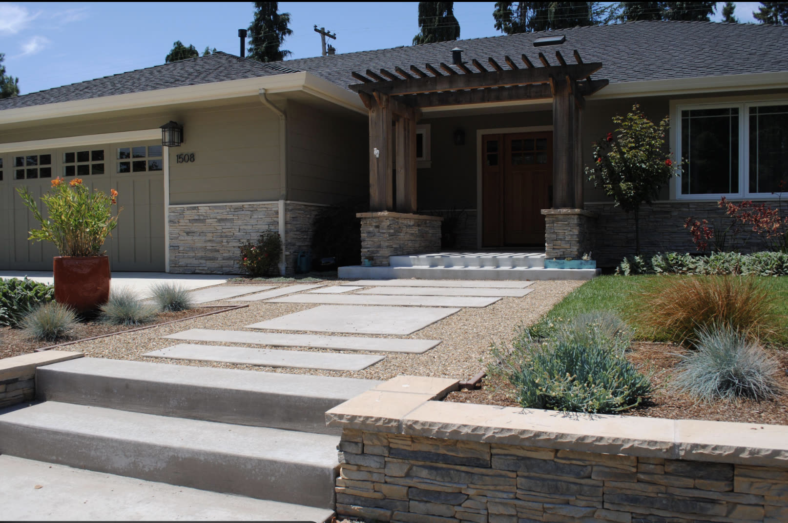 Front-yard hardscape and landscaping project